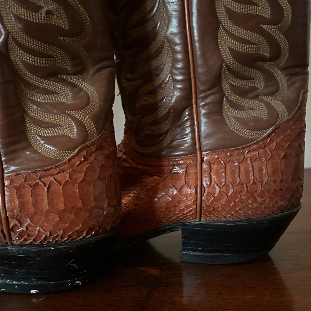 Tony Lama Snakeskin Western Cowboy Boots - Picture 7 of 9